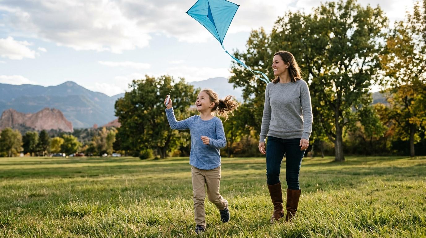Child playing outside in sunlight, representing two hours of daily outdoor time to support healthy eye development.
